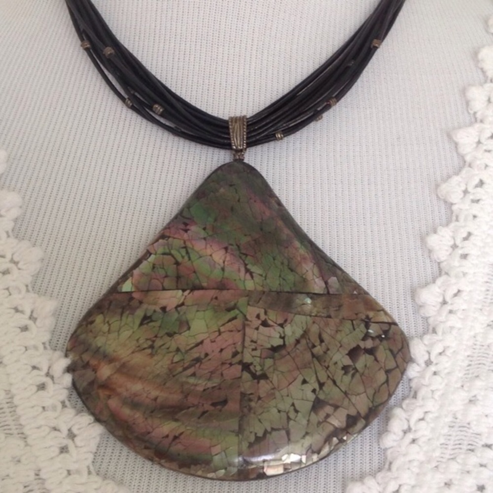 Beautiful Shell On Multiple Leather Strings. - image 2